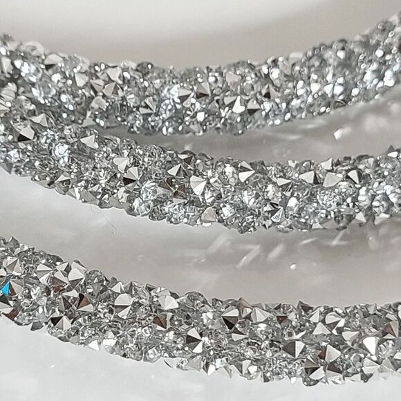 ✨💎🐍 Snake Rhinestone Bendable Design Blingy Statement Open Choker Necklace NEW - Picture 10 of 16